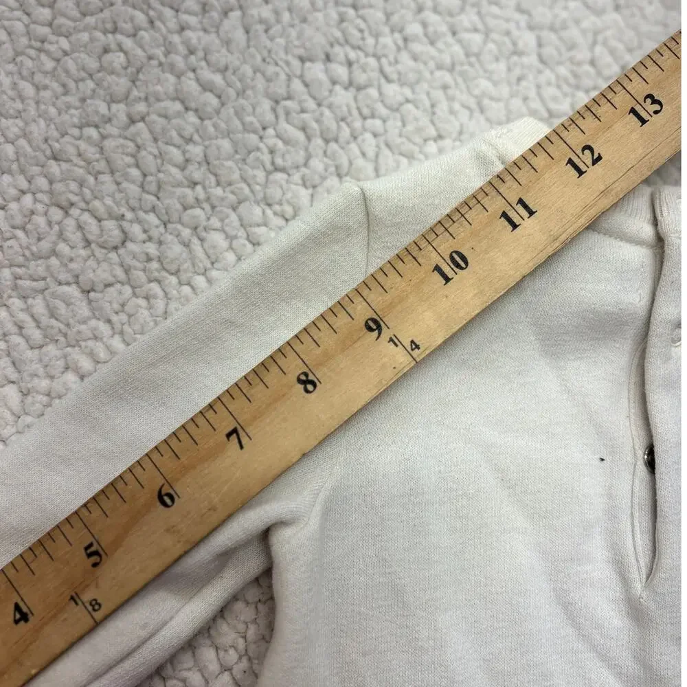 Vintage Ralph Lauren Coverall Baby 9M White Polo Bear Fleece One Piece Romper
